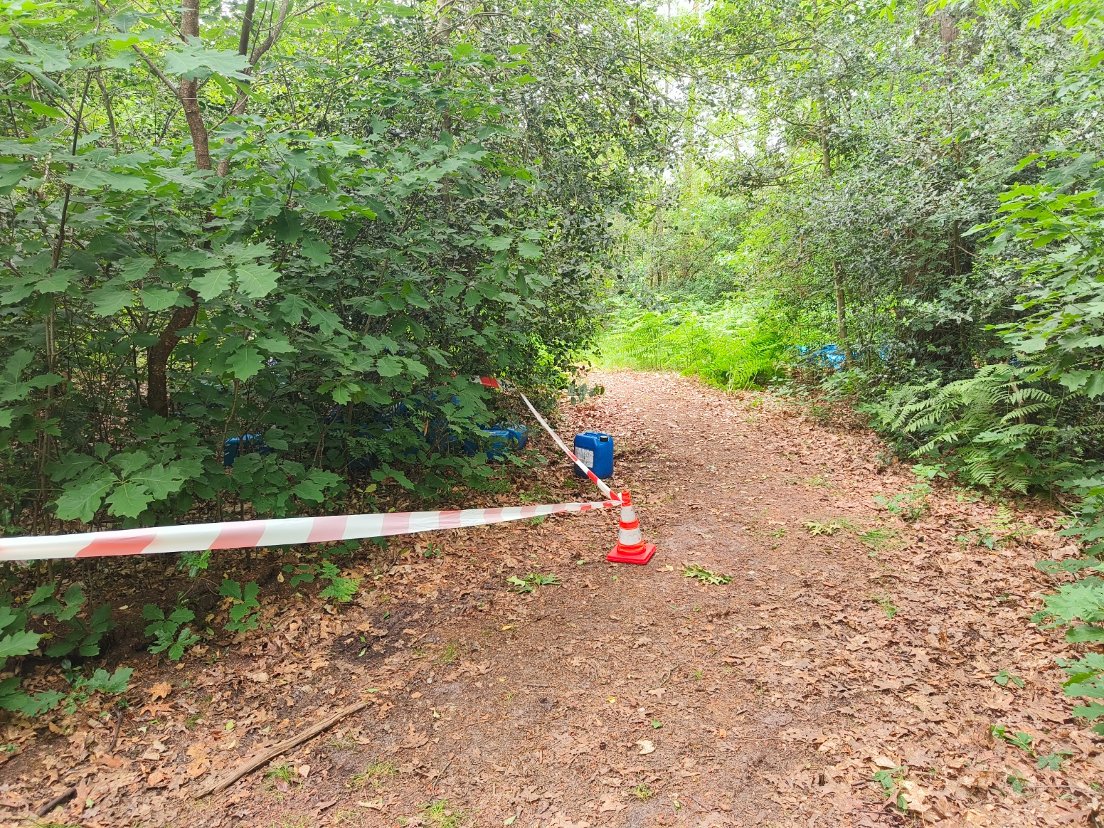Drugsvaten gevonden langs een wandelpad in Houthalen-Helchteren.